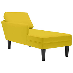 vidaXL Fauteuil long avec coussin et accoudoir droit jaune velours