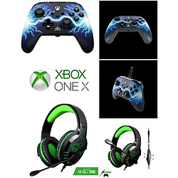 Power A Pack Manette Xbox One-S-X-PC Arc Lightning Edition + Casque Gamer Pro H3 Spirit of Gamer Xbox One/S/X/PC