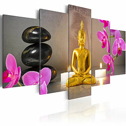 Paris Prix Tableau Imprimé Golden Buddha & Orchids 100 x 200 cm