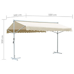 vidaXL Auvent sur pied 500 x 300 cm Crème pas cher