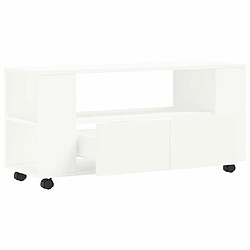 Maison Chic Meuble TV scandinave - Banc TV pour salon blanc 102x34,5x43 cm bois d'ingénierie -MN28692 pas cher