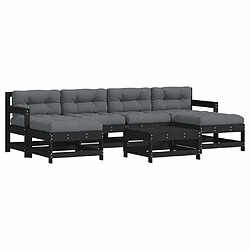 Maison Chic Salon de jardin 7 pcs + coussins - Mobilier/Meubles de jardin - Table et chaises d'extérieur noir bois massif -MN61606