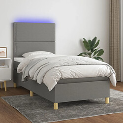 vidaXL Sommier à lattes de lit avec matelas et LED Gris foncé 90x190cm