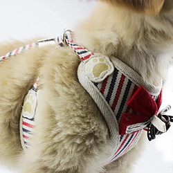 Tissu Pet Chien Marcher Harnais Chien Laisse Collier de dressage Rouge - S