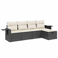 vidaXL Salon de jardin 5 pcs avec coussins noir résine tressée