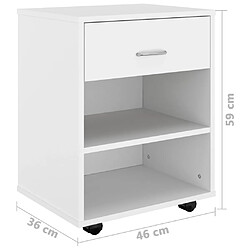 vidaXL Armoire à roulettes Blanc 46x36x59 cm Bois d'ingénierie pas cher