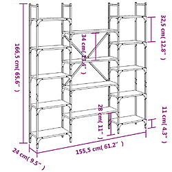 vidaXL Bibliothèque chêne fumé 155,5x24x166,5 cm bois d'ingénierie pas cher