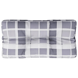 vidaXL Coussin de palette motif à carreaux gris 70x40x12 cm tissu