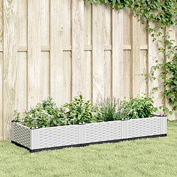 vidaXL Jardinière avec piquets blanc 125x40x28,5 cm PP