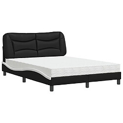 Vidaxl Lit avec matelas noir et blanc 140x190 cm similicuir