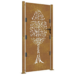 vidaXL Portail de jardin 105x180 cm acier corten conception de l'arbre