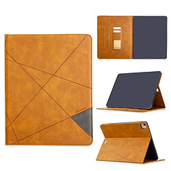 Etui en PU motif géométrique design cool fonction réveil/sommeil automatique marron pour votre Apple iPad Pro 12.9 pouces (2020)/(2018)