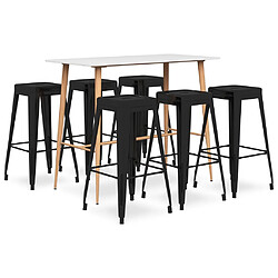 vidaXL Ensemble de bar 7 pcs Blanc et noir