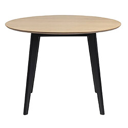 Avis Mes Table à manger ronde 105 cm décor chêne et noir - SELDA