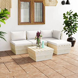 Maison Chic Salon de jardin palette 5 pcs avec coussins - Table et chaises d'extérieur - Mobilier/Meubles de jardin Moderne épicéa imprégné -MN44469