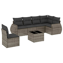 vidaXL Salon de jardin avec coussins 7 pcs gris résine tressée