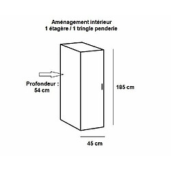 Inside 75 Armoire penderie 1 porte MALTA laquée blanc cassé L : 45 cm