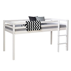 Homestyle4U Lit mi-haut avec matelas sommier à lattes 90x200