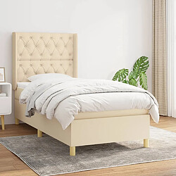 Maison Chic Structures de lit + matelas,Lit à sommier tapissier avec matelas Crème 80x200 cm Tissu -MN62851