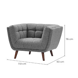 Rendez Vous Deco Fauteuil Carmen capitonné gris