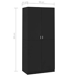 vidaXL Garde-robe Noir 90x52x200 cm Bois d’ingénierie pas cher