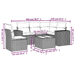 Avis vidaXL Salon de jardin avec coussins 6 pcs marron résine tressée