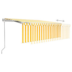 Acheter Maison Chic Auvent automatique de porte rétractable,Store banne,Marquise Brise-soleil avec store 4x3 m Jaune et blanc -GKD74359