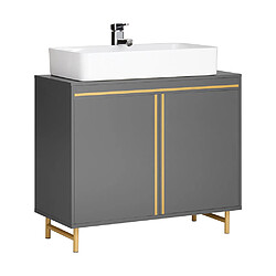 SoBuy BZR129-HG Meuble sous Lavabo, Meuble sous Vasque avec 2 Portes et 2 Étages, Meuble sur Pied de Salle de Bain, Placard Armoire