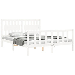 Acheter Maison Chic Lit adulte - Cadre Structure de lit avec tête de lit Contemporain blanc 160x200 cm bois massif -MN97841