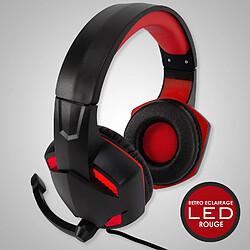 Casque Pro Gamer Amstrad Basic AMS H555 rouge avec Rétroéclairage LED - 40mm Power Bass avec micro intégré, réglage volume pas cher