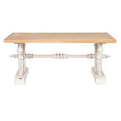 Pegane Table basse, table de salon en bois de sapin coloris blanc, naturel - longueur 110 x profondeur 65 x Hauteur 46 cm