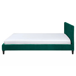 Beliani Lit double en velours vert foncé 160x200 cm FITOU pas cher