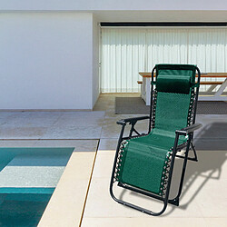 Marbueno Transat Pliant Acier avec Coussin Jardin et Piscine 90X66X108 cm Gravité Zéro Vert 10008 - Vert