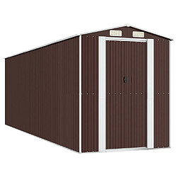 vidaXL Abri de jardin Marron foncé 192x606x223 cm Acier galvanisé