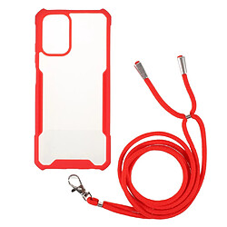 Coque en TPU + acrylique, antichoc avec lanière rouge pour votre Xiaomi Redmi Note 10 4G/Note 10S