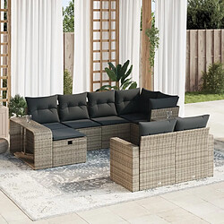 vidaXL Salon de jardin avec coussins 10 pcs gris résine tressée