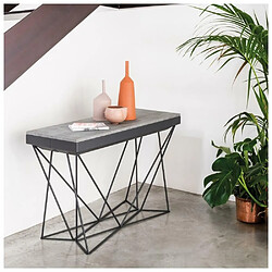 Inside 75 Table console extensible EXCEL pieds métal ardoise plateau gris béton largeur 120cm