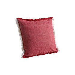 Aubry Gaspard Coussin en coton avec franges rouge.