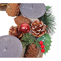 Mendler Couronne de l'Avent HWC-H49, décoration, arrangement de Noel, bois, rond Ø 33cm ~ avec 4 bougies rouges