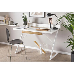 Avis Beliani Bureau blanc / effet bois clair 120 x 60 cm FOCUS