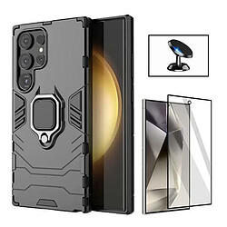 NIS Kit Film Verre Trempé Full Cover + Cover + Support Samsung Galaxy S24 Ultra 5G Noir