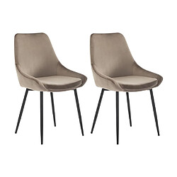 Vente-Unique Lot de 2 chaises - Velours et métal noir - Taupe - MASURIE