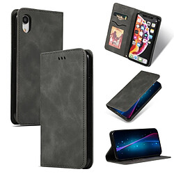 Wewoo Housse Coque Etui en cuir avec rabat horizontal magnétique Business Skin Feel pour iPhone XR gris foncé