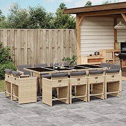 vidaXL Ensemble à manger de jardin et coussins 13 pcs mélange beige