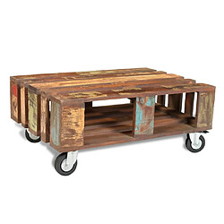 Avis Maison Chic Table basse pour salon | Table à café avec 4 roulettes Bois recyclé -GKD75844