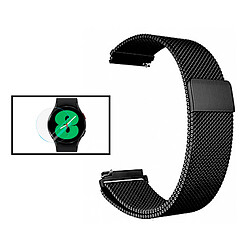 PHONECARE Kit Bracelet Milanese Loop Fermoir Magnétique + Film Verre Trempé 3D pour Xiaomi Watch S1 - Noir / Transparent