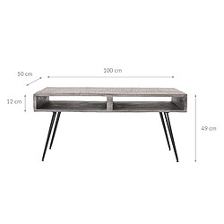 WOMO-DESIGN Table basse appoint avec 2 tiroirs bois de manguier massif 100 cm pas cher