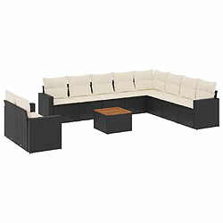 Maison Chic Salon de jardin 11 pcs avec coussins | Ensemble de Table et chaises | Mobilier d'Extérieur noir résine tressée -GKD50553