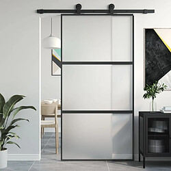 vidaXL Porte coulissante noir 102,5x205 cm verre trempé aluminium