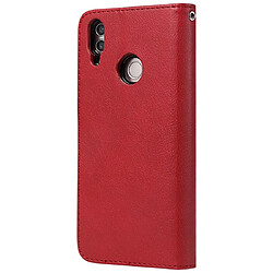 Avis Wewoo Housse Coque Pour Huawei Honor 8C Étui de protection à rabat horizontal de couleur unie avec support et fentes cartes et portefeuille et cadre photo et lanière rouge